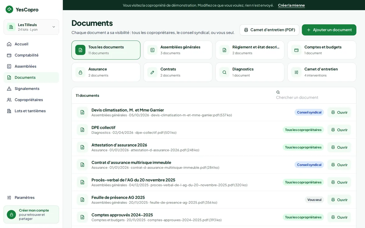 Documents de la copropriété